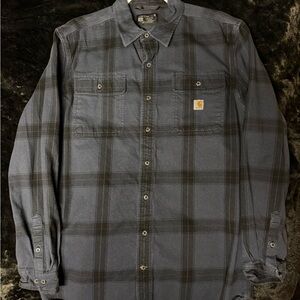 Carhartt Men's Blue & Black Plaid Button-Down Shirt